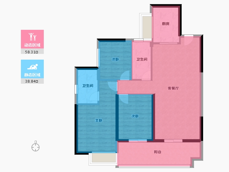 广东省-广州市-星河东悦湾-87.20-户型库-动静分区