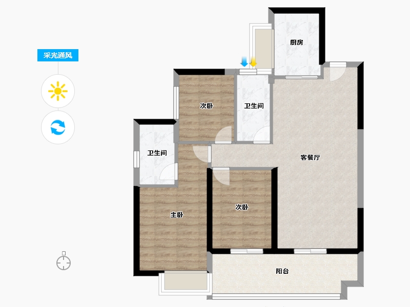 广东省-广州市-星河东悦湾-87.20-户型库-采光通风