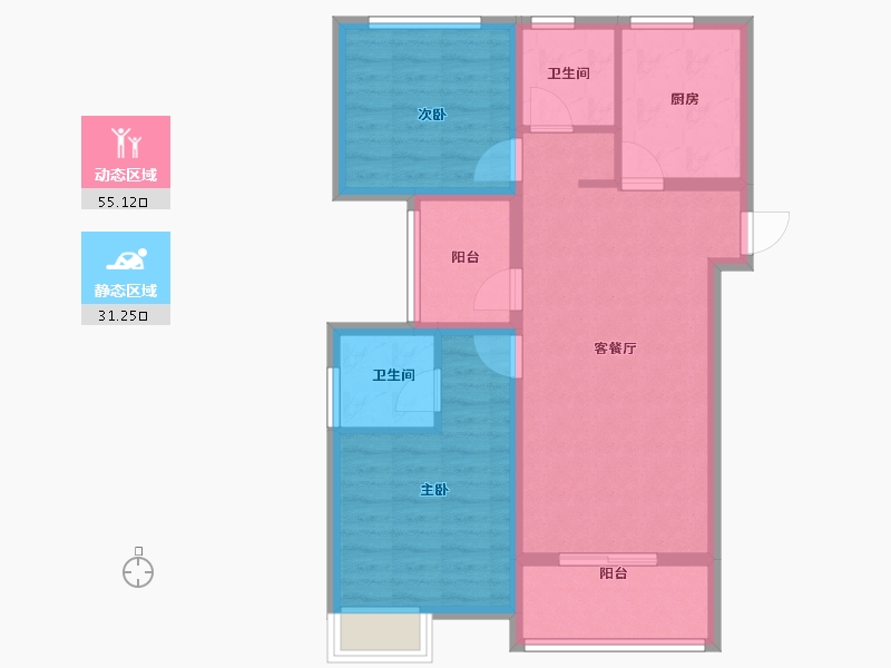 安徽省-合肥市-宝能城-76.80-户型库-动静分区