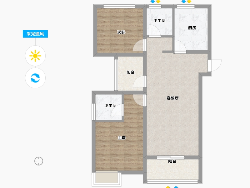 安徽省-合肥市-宝能城-76.80-户型库-采光通风