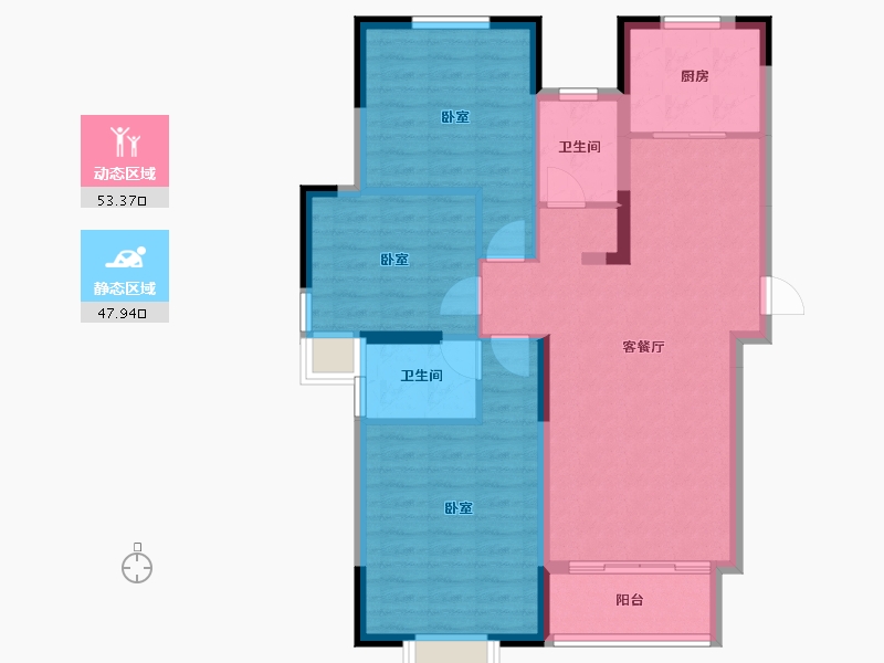 甘肃省-兰州市-兰州大名城-91.30-户型库-动静分区