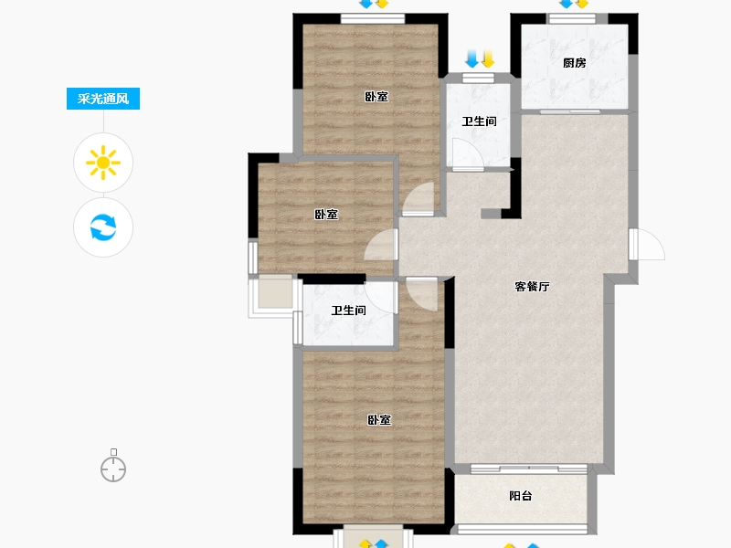 甘肃省-兰州市-兰州大名城-91.30-户型库-采光通风