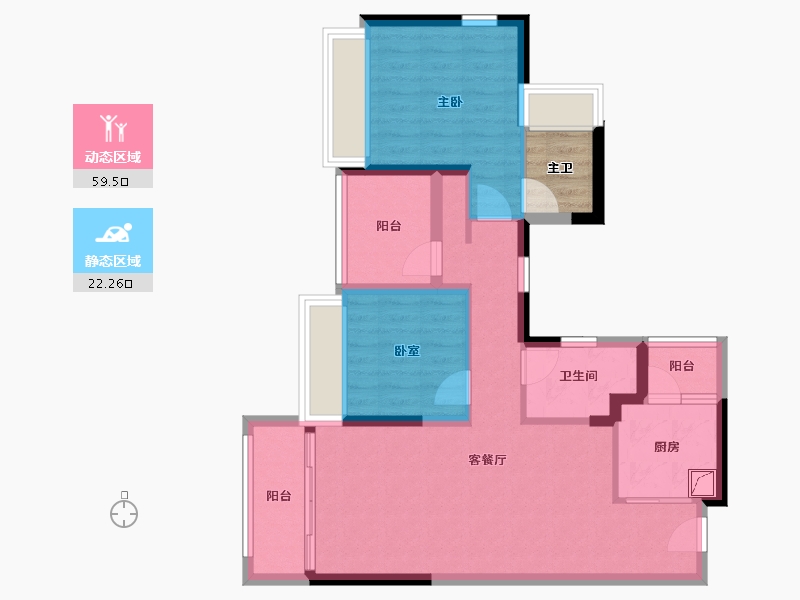 广东省-佛山市-龙光玖里江湾-74.82-户型库-动静分区