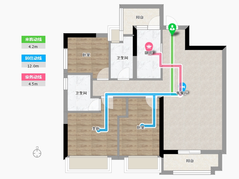 广东省-广州市-中央郡-74.40-户型库-动静线