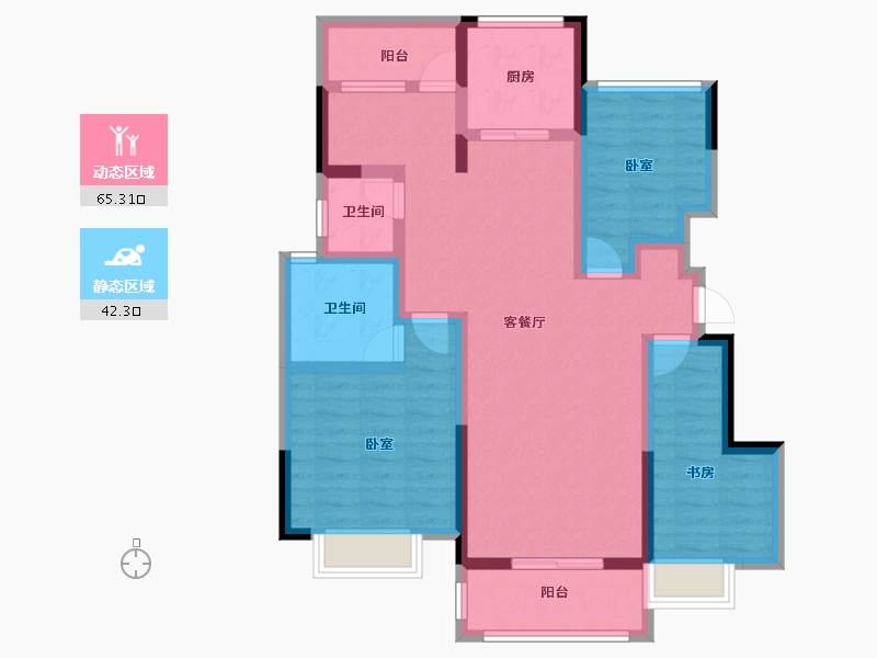 安徽省-巢湖市-新华龙府-94.40-户型库-动静分区