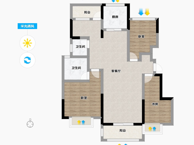 安徽省-巢湖市-新华龙府-94.40-户型库-采光通风