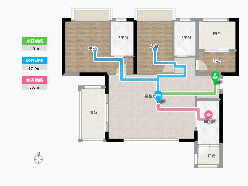 广东省-佛山市-中旅银湾花园-96.84-户型库-动静线