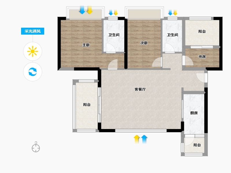 广东省-佛山市-中旅银湾花园-96.84-户型库-采光通风