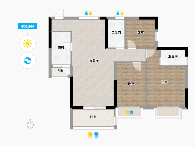 广东省-广州市-中央郡-80.00-户型库-采光通风