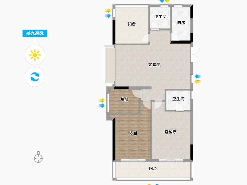 浙江省-杭州市-佳源湘湖印象-116.43-户型库-采光通风