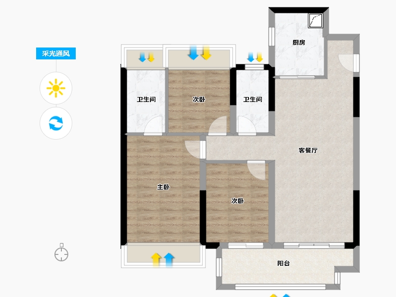 江苏省-扬州市-书香一品-91.56-户型库-采光通风