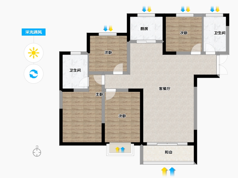 甘肃省-兰州市-城乡居壹号苑-108.06-户型库-采光通风