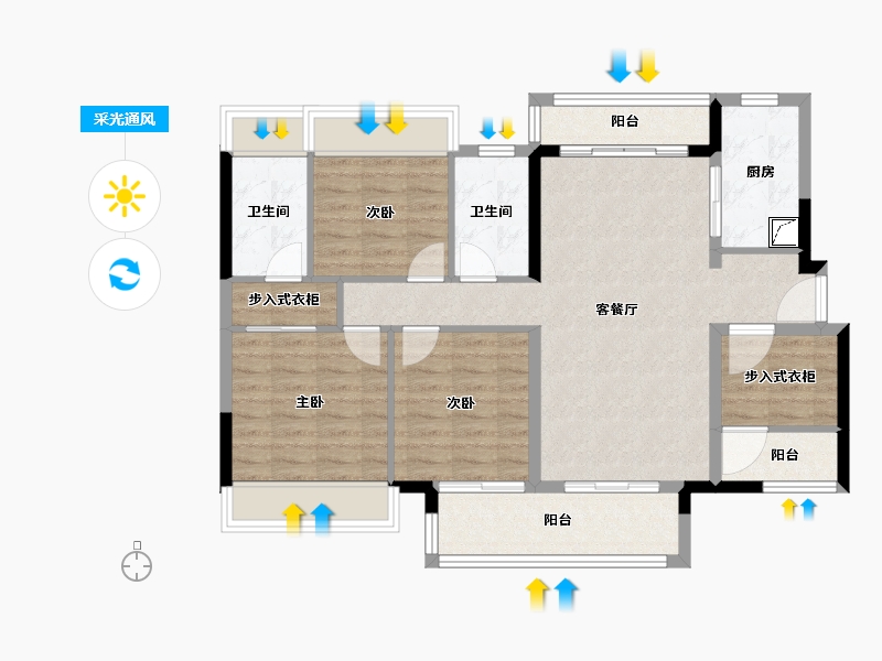 广东省-佛山市-旭辉雅居乐清樾-94.40-户型库-采光通风