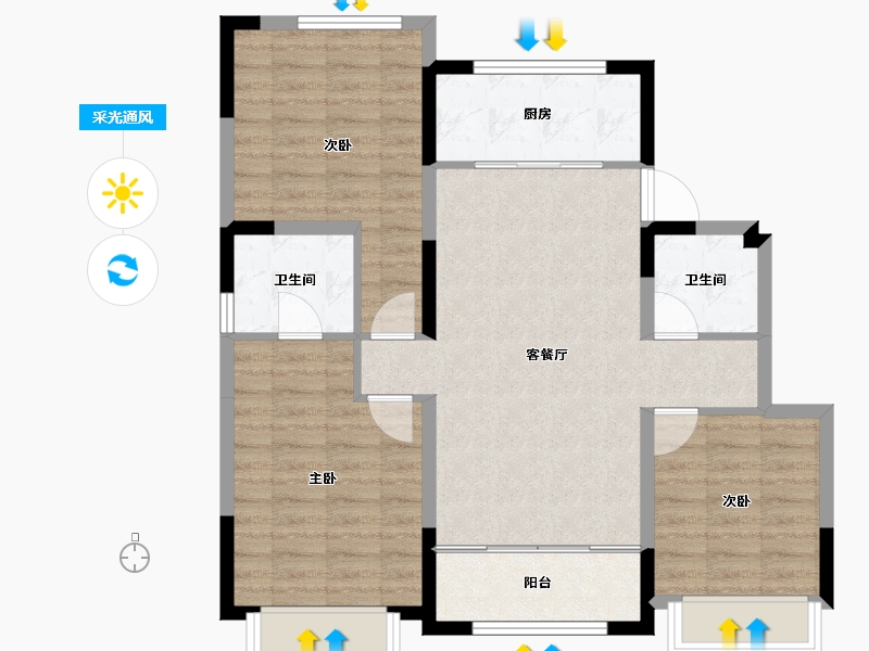 甘肃省-兰州市-兰州大名城-85.00-户型库-采光通风