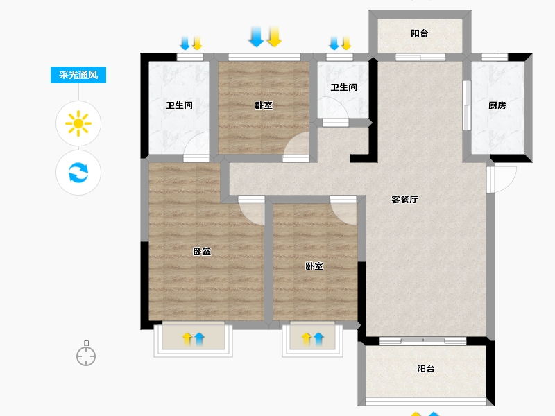 安徽省-巢湖市-新华龙府-88.00-户型库-采光通风