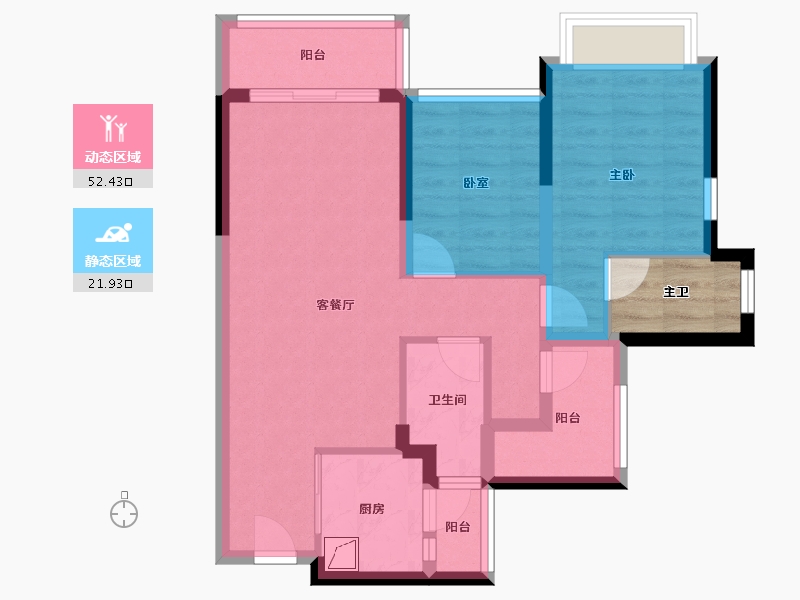 广东省-佛山市-龙光玖里江湾-68.60-户型库-动静分区