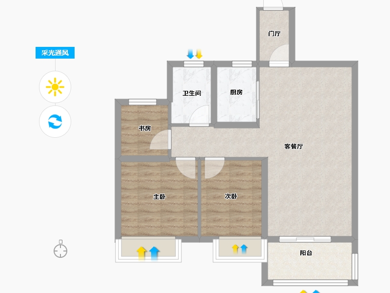 安徽省-合肥市-宝能城-70.40-户型库-采光通风