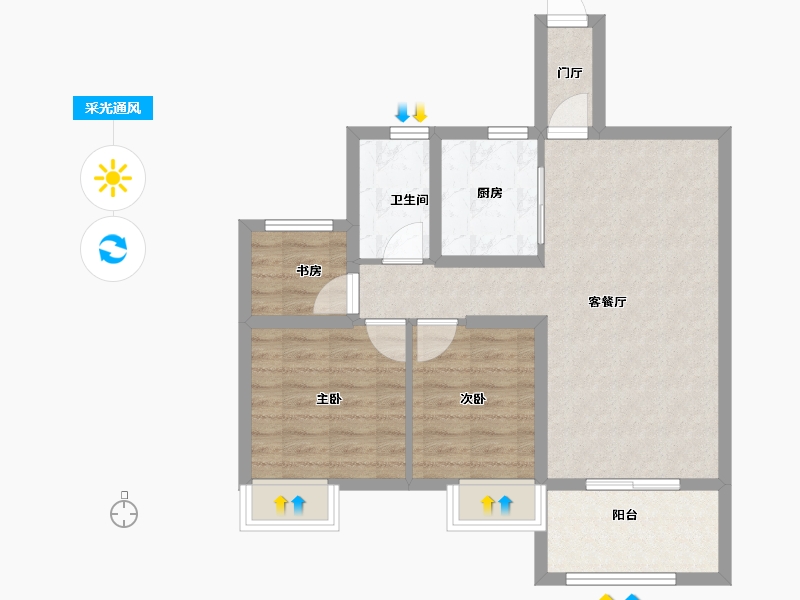 安徽省-合肥市-宝能城-68.80-户型库-采光通风