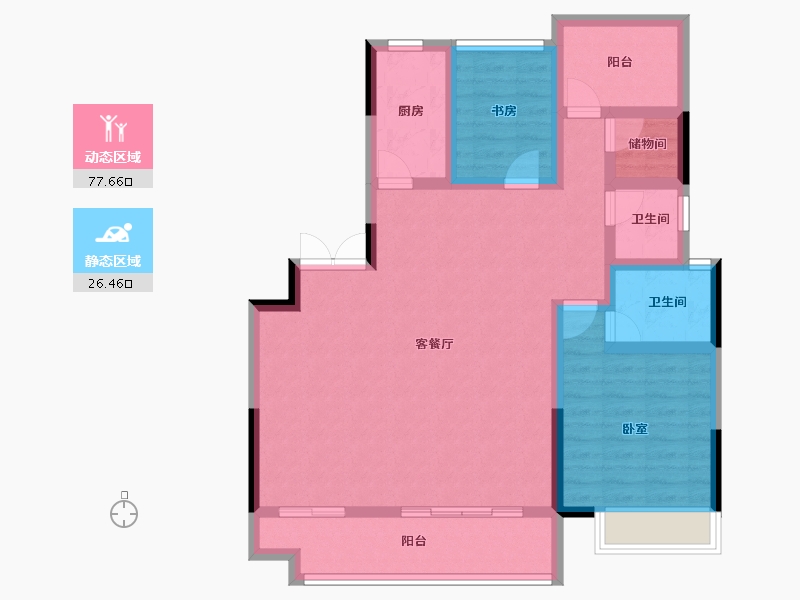 安徽省-巢湖市-文—锦门高第-94.41-户型库-动静分区