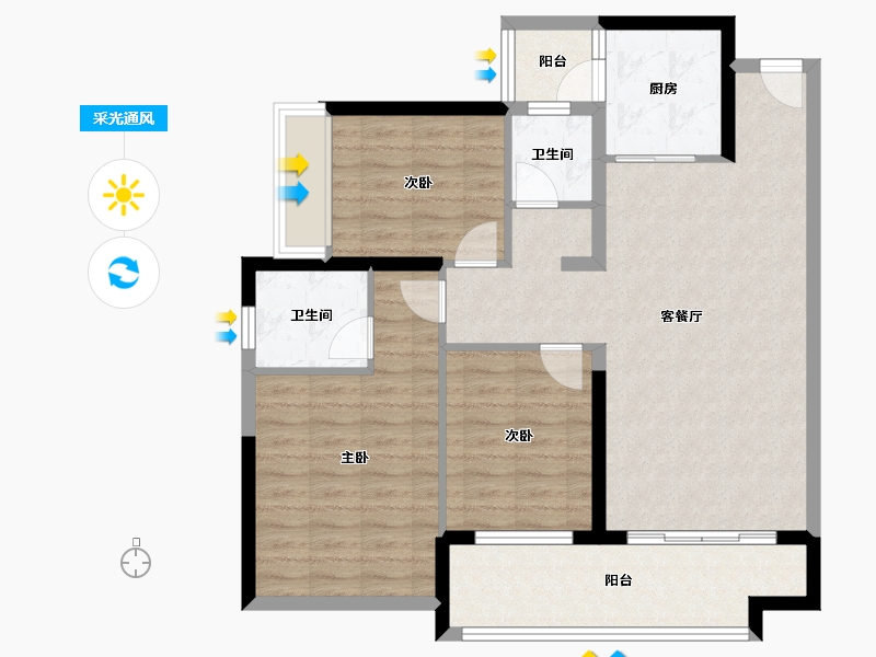 广东省-佛山市-中旅银湾花园-92.95-户型库-采光通风