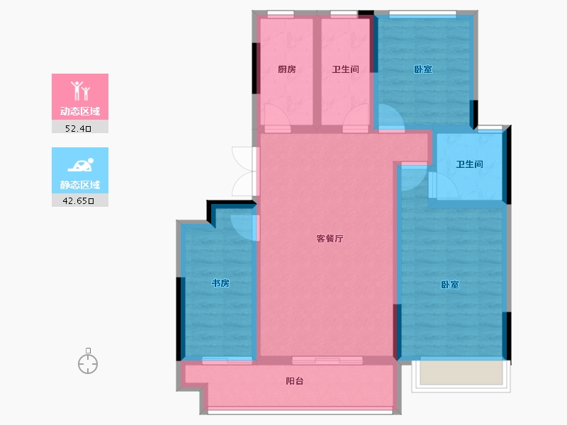 安徽省-巢湖市-文—锦门高第-84.00-户型库-动静分区