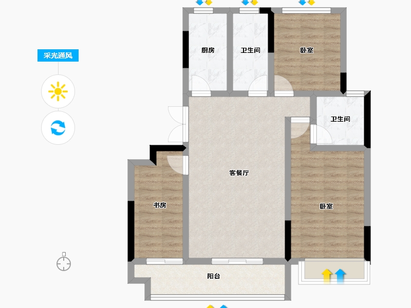 安徽省-巢湖市-文—锦门高第-84.00-户型库-采光通风