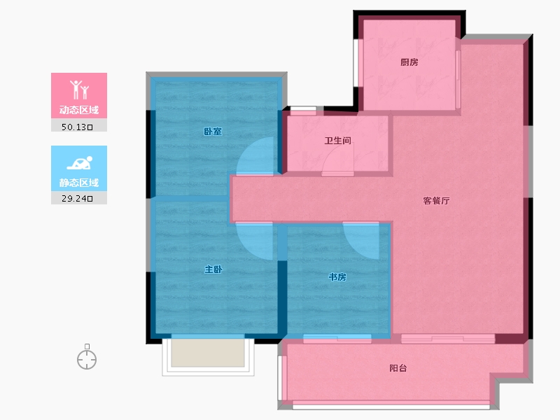 安徽省-合肥市-华地伟星龙川时代-71.28-户型库-动静分区