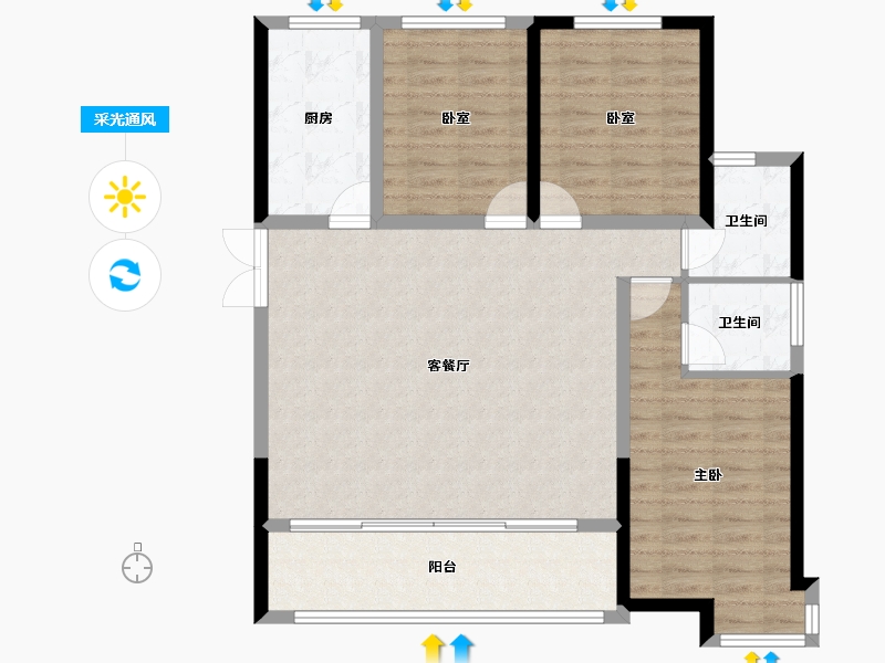 甘肃省-兰州市-兰州新区佛慈雅居-101.37-户型库-采光通风