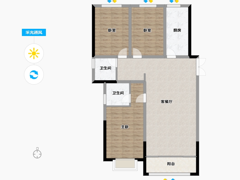 甘肃省-兰州市-兰州新区佛慈雅居-105.86-户型库-采光通风