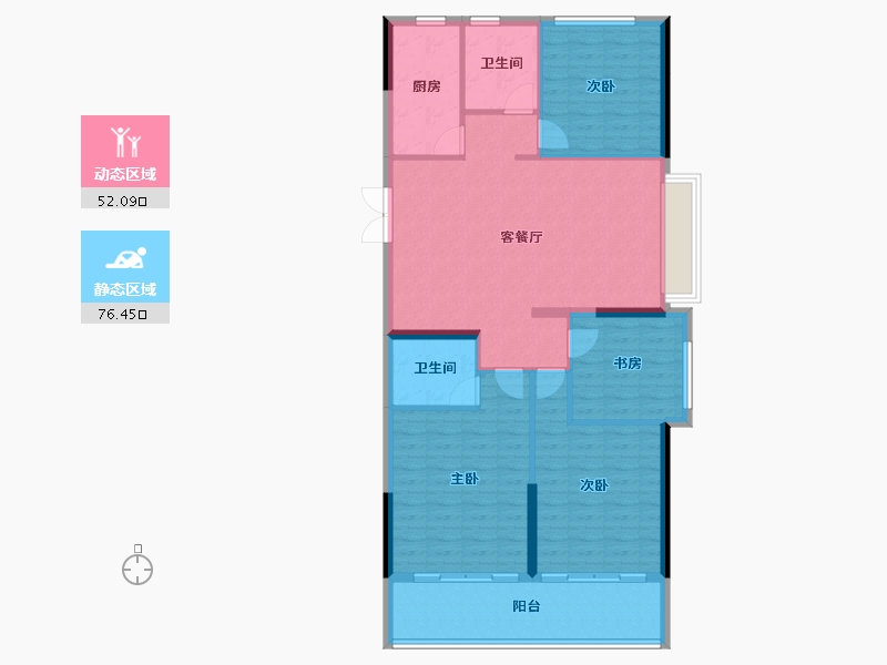 浙江省-杭州市-佳源湘湖印象-117.70-户型库-动静分区