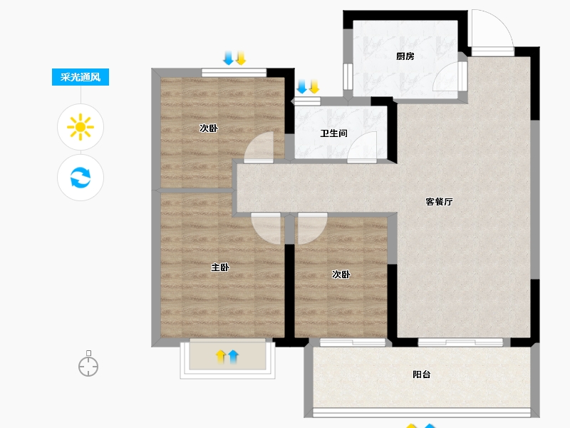 安徽省-合肥市-乐富强悦湖熙岸-79.22-户型库-采光通风