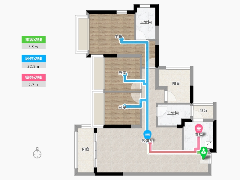 广东省-佛山市-龙光玖里江湾-85.84-户型库-动静线