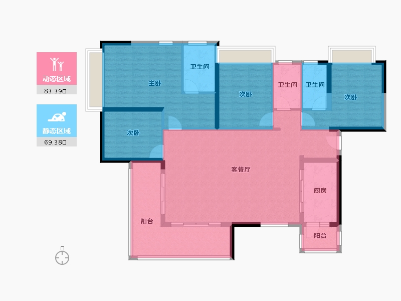 广东省-佛山市-中旅银湾花园-138.91-户型库-动静分区