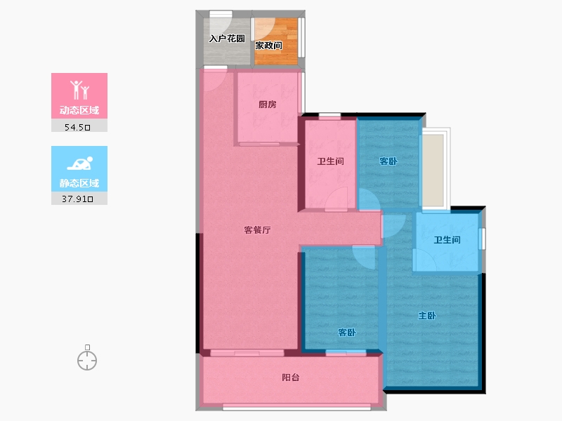 广东省-广州市-珠江·海御-87.95-户型库-动静分区