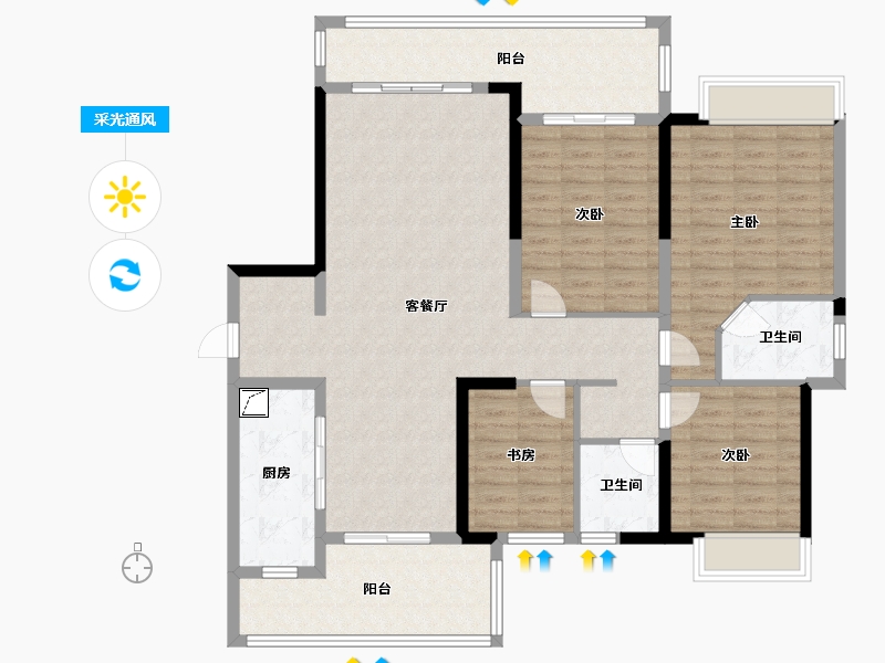 湖南省-长沙市-嘉宇北部湾-131.00-户型库-采光通风