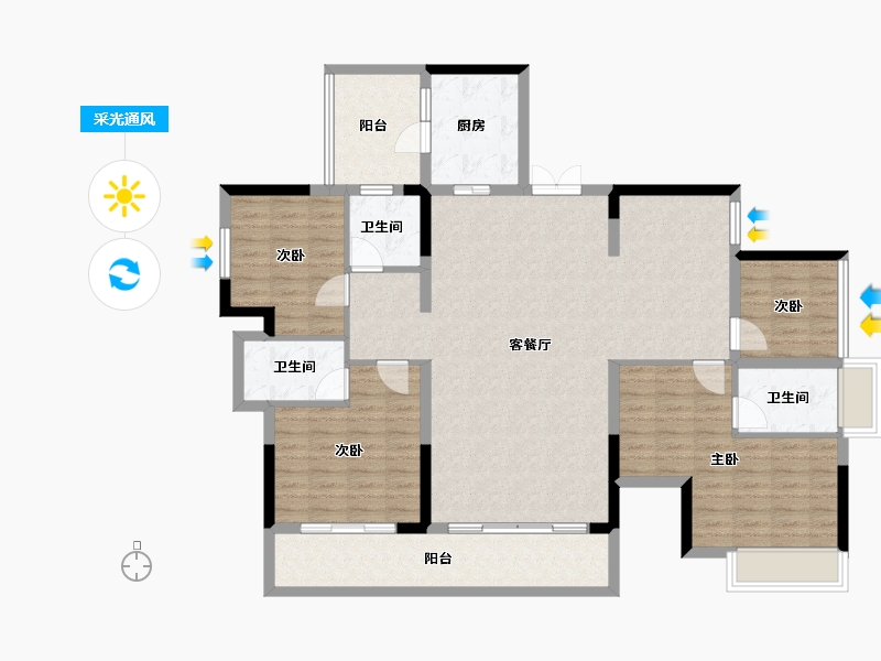 广西壮族自治区-南宁市-金科博翠山-132.10-户型库-采光通风