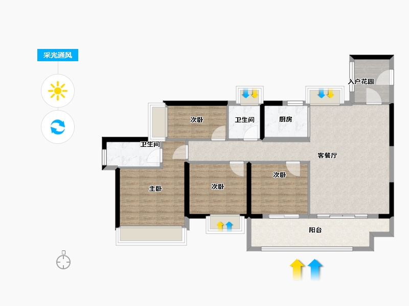 广东省-广州市-星河东悦湾-102.58-户型库-采光通风