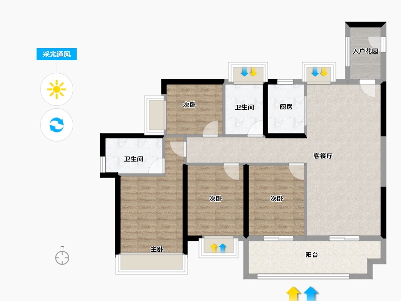 广东省-广州市-星河东悦湾-104.00-户型库-采光通风