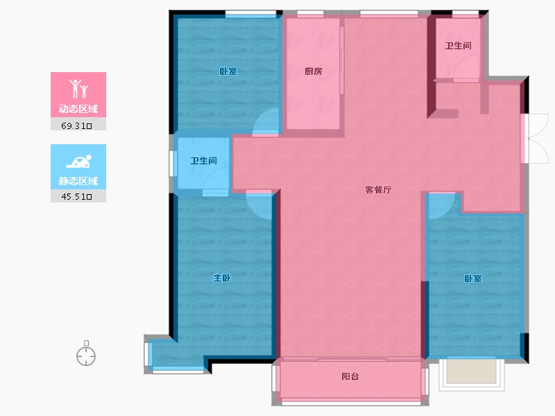 甘肃省-兰州市-兰州新区佛慈雅居-103.30-户型库-动静分区