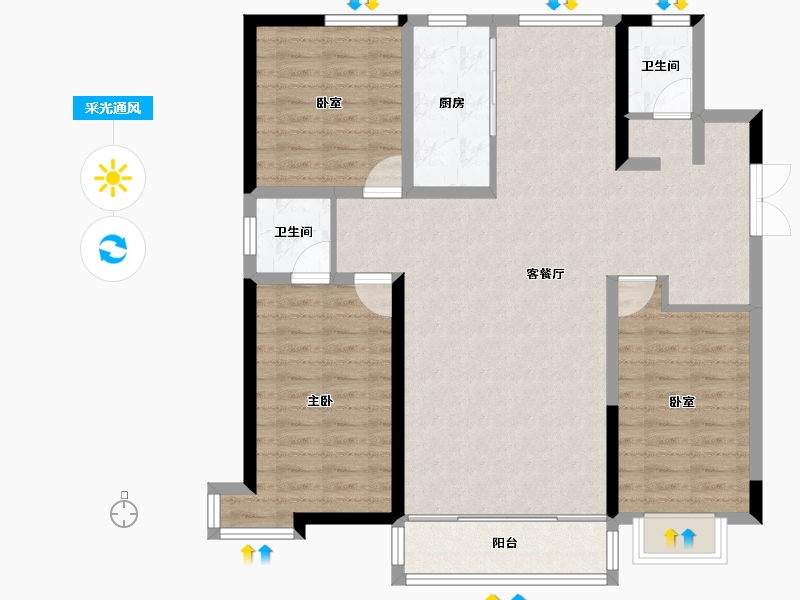 甘肃省-兰州市-兰州新区佛慈雅居-103.30-户型库-采光通风