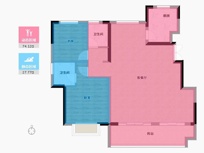 安徽省-合肥市-绿地柏仕公馆-92.57-户型库-动静分区