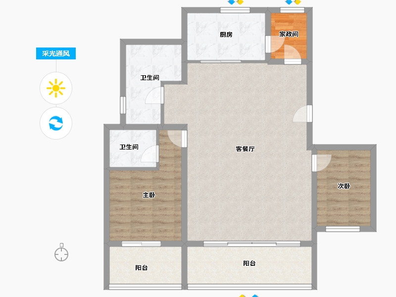 安徽省-合肥市-皖投万科天下艺境-104.00-户型库-采光通风