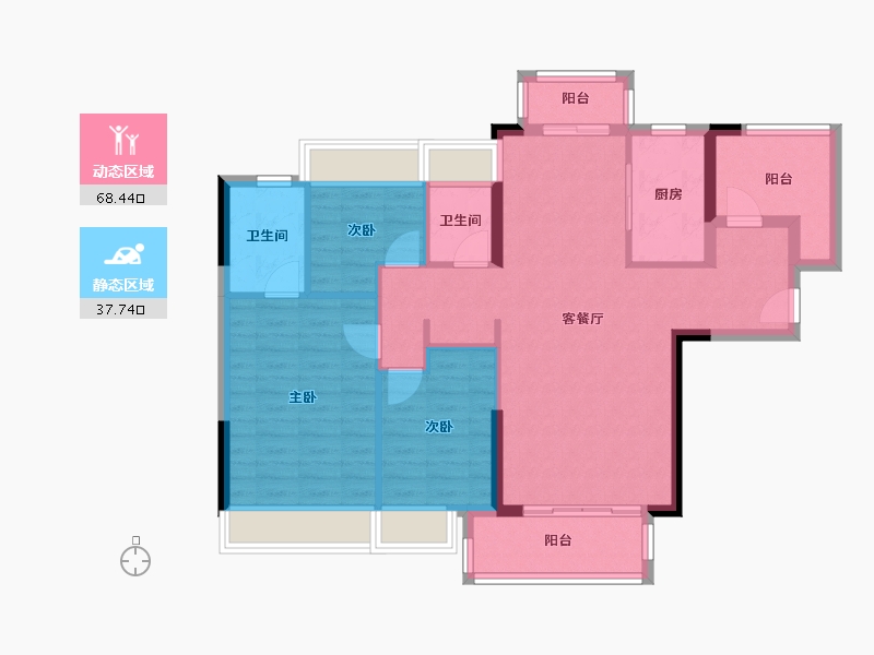 广东省-佛山市-光明花半里-95.36-户型库-动静分区