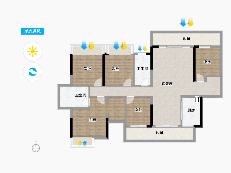 广西壮族自治区-南宁市-金科博翠山-121.23-户型库-采光通风