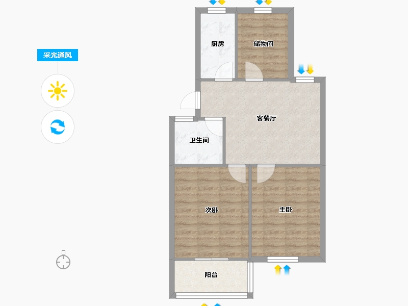 安徽省-合肥市-香樟花园-89.00-户型库-采光通风