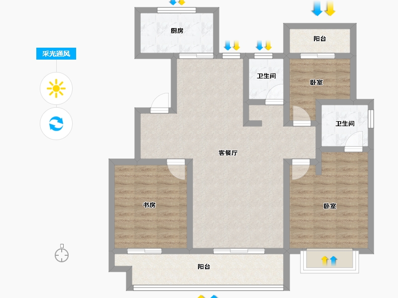 安徽省-巢湖市-新华学府-94.40-户型库-采光通风