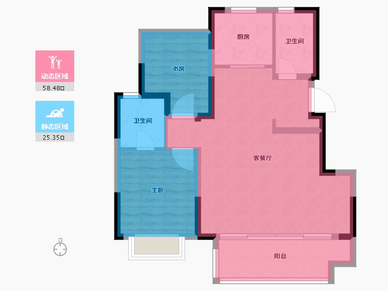 安徽省-合肥市-华地伟星龙川时代-75.20-户型库-动静分区