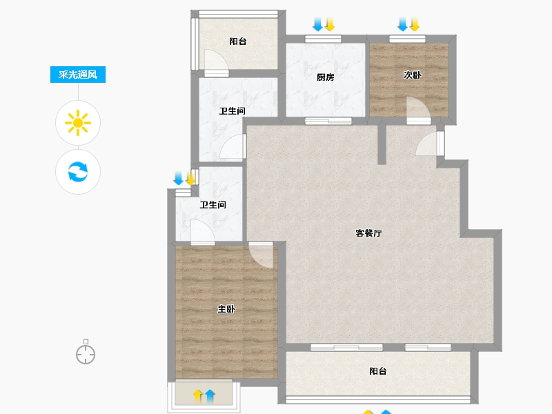 安徽省-合肥市-皖投万科天下艺境-94.01-户型库-采光通风