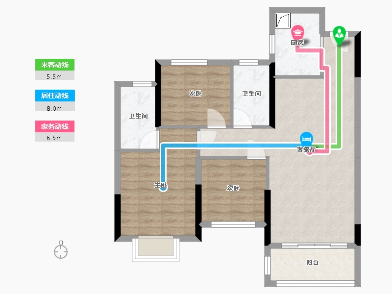 湖南省-长沙市-和苑天辰-106.00-户型库-动静线