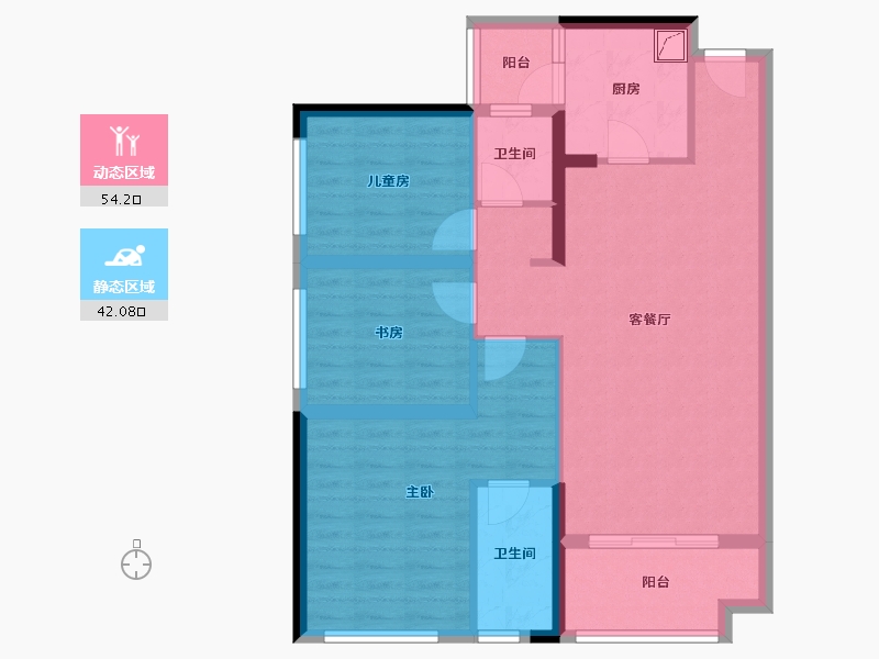 广东省-佛山市-中旅银湾花园-85.60-户型库-动静分区